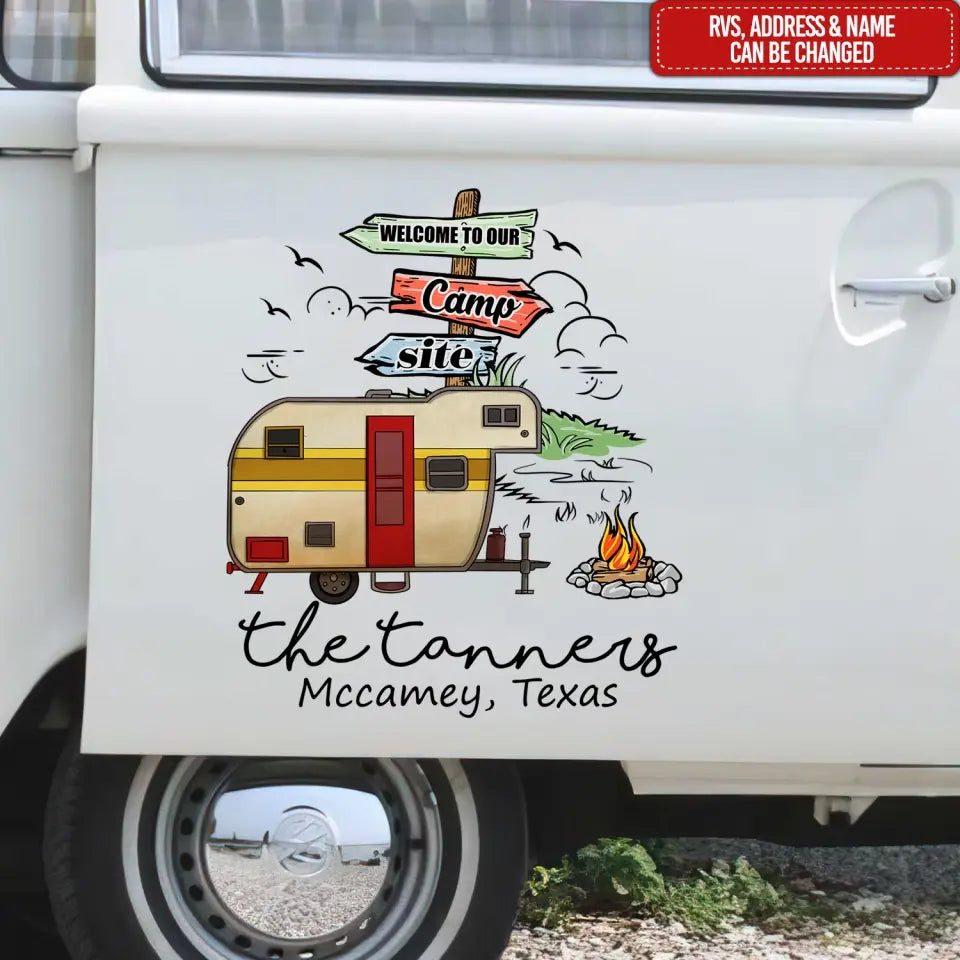 Welcome To Our Camp Site - Personalized Decal, Camping Decal For Camping Lovers