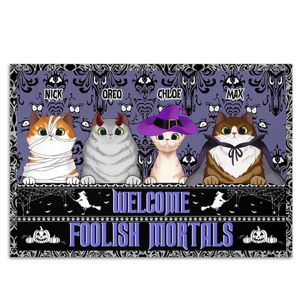 Welcome Foolish Mortals - Personalized Doormat, Gift For Halloween