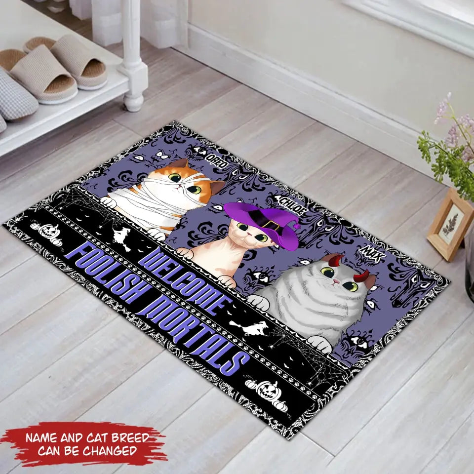 Welcome Foolish Mortals - Personalized Doormat, Gift For Halloween
