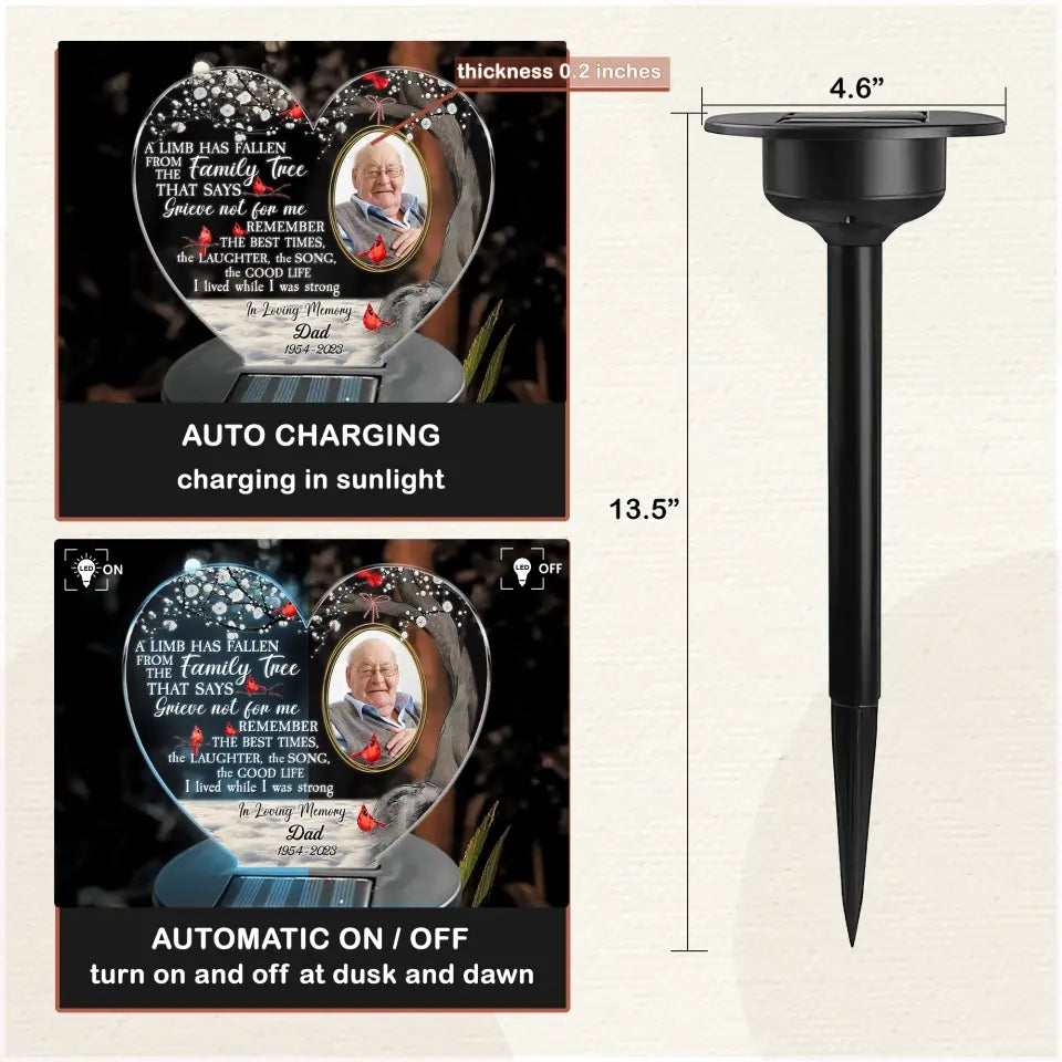 A Limb Has Fallen From The Family Tree - Personalized Solar Light, Memorial Gift