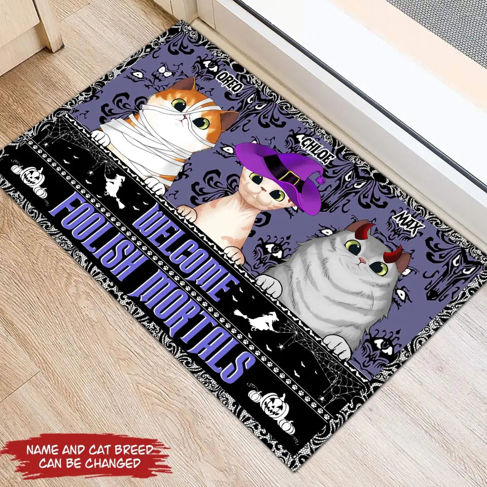 Welcome Foolish Mortals - Personalized Doormat, Gift For Halloween