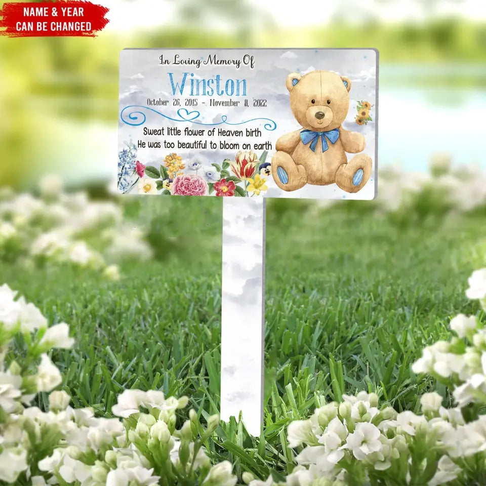 Sweat Little Flower Of Heaven Birth - Personalized Plaque Stake, Baby Memorial