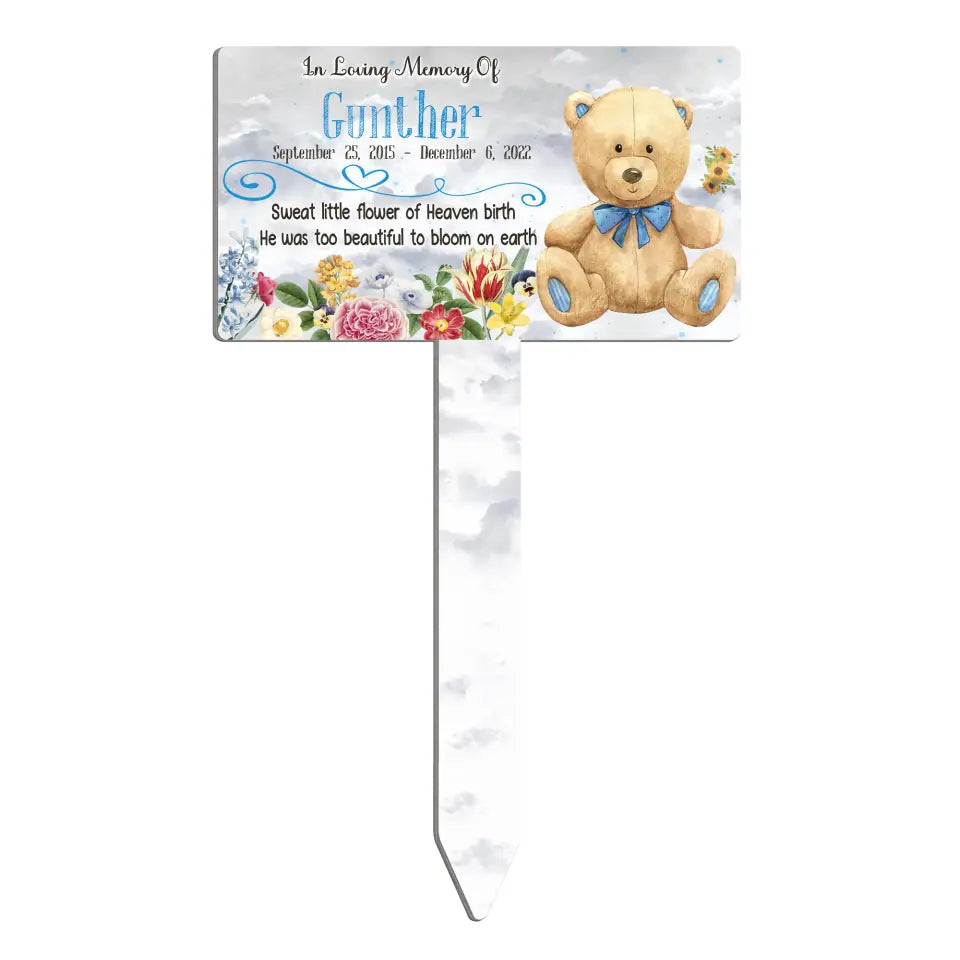 Sweat Little Flower Of Heaven Birth - Personalized Plaque Stake, Baby Memorial