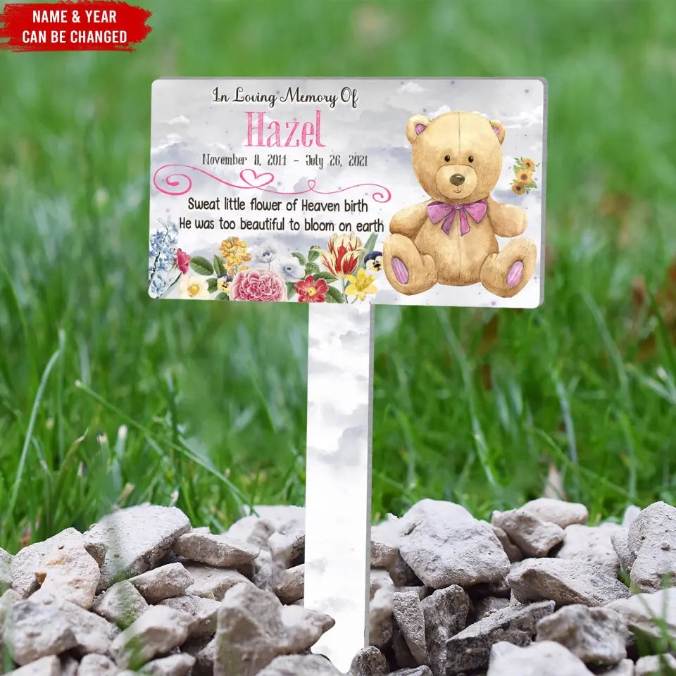 Sweat Little Flower Of Heaven Birth - Personalized Plaque Stake, Baby Memorial