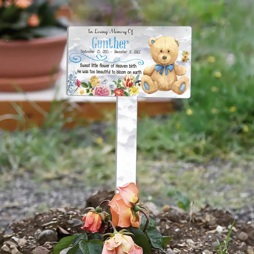 Sweat Little Flower Of Heaven Birth - Personalized Plaque Stake, Baby Memorial