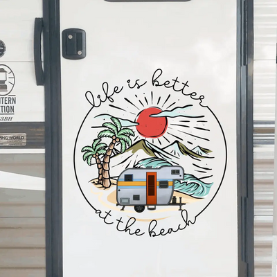 Life Is Better At The Beach - Personalized Decal, Camping Decal For Camping Lovers
