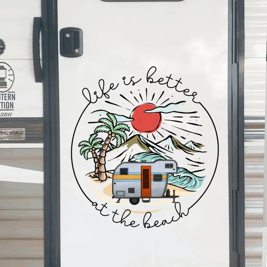 Life Is Better At The Beach - Personalized Decal, Camping Decal For Camping Lovers