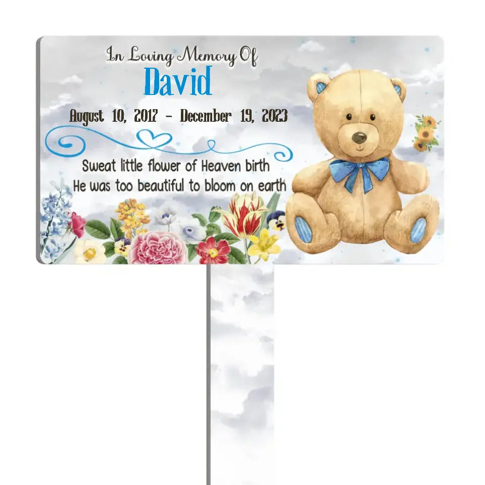 Sweat Little Flower Of Heaven Birth - Personalized Plaque Stake, Baby Memorial