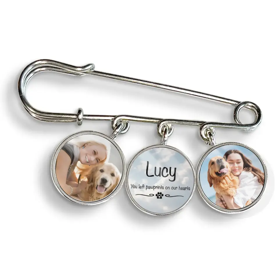 You Left Pawprints On Our Hearts - Personalized Lapel Pin, Gift For Dog Lovers
