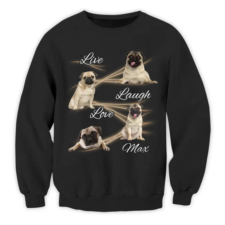 Live Laugh Love - Personalized T-Shirt, Gift For Dog Lover