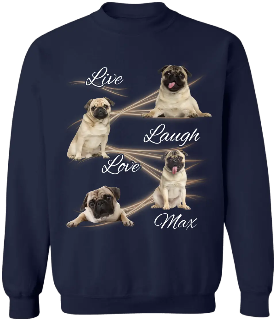 Live Laugh Love - Personalized T-Shirt, Gift For Dog Lover