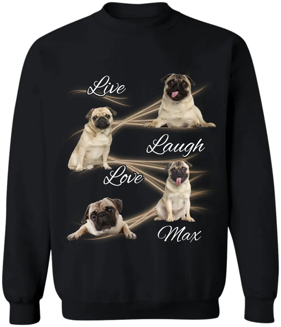 Live Laugh Love - Personalized T-Shirt, Gift For Dog Lover