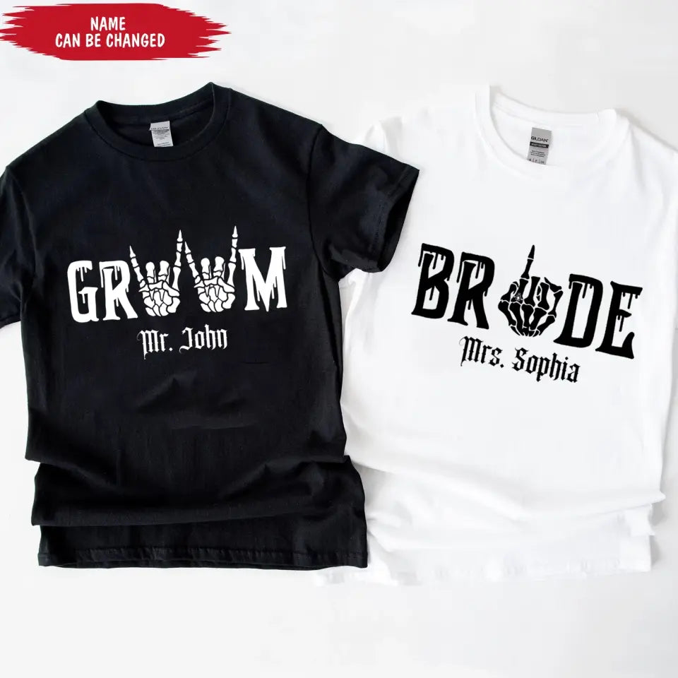 Gothic Bride And Groom Shirt - Personalized T-Shirt, Gift For Couple Halloween