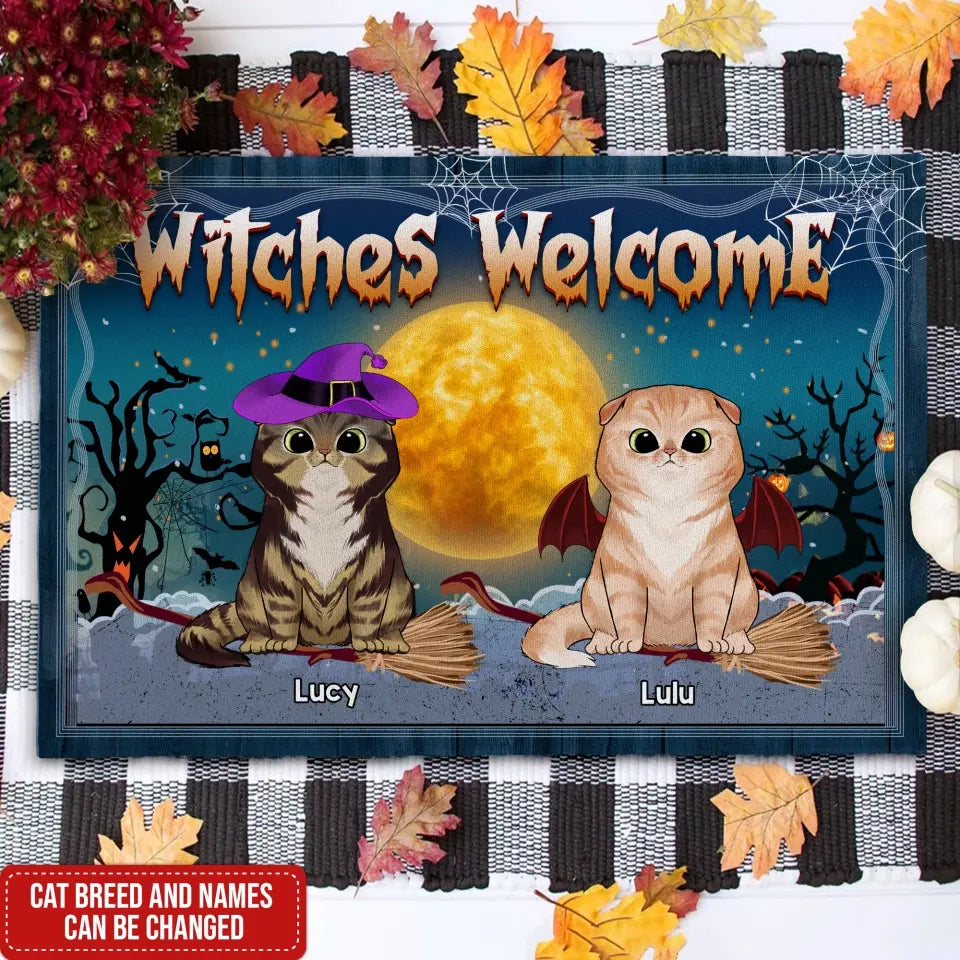 Witches Welcome - Personalized Doormat, Gift for Cat Lovers