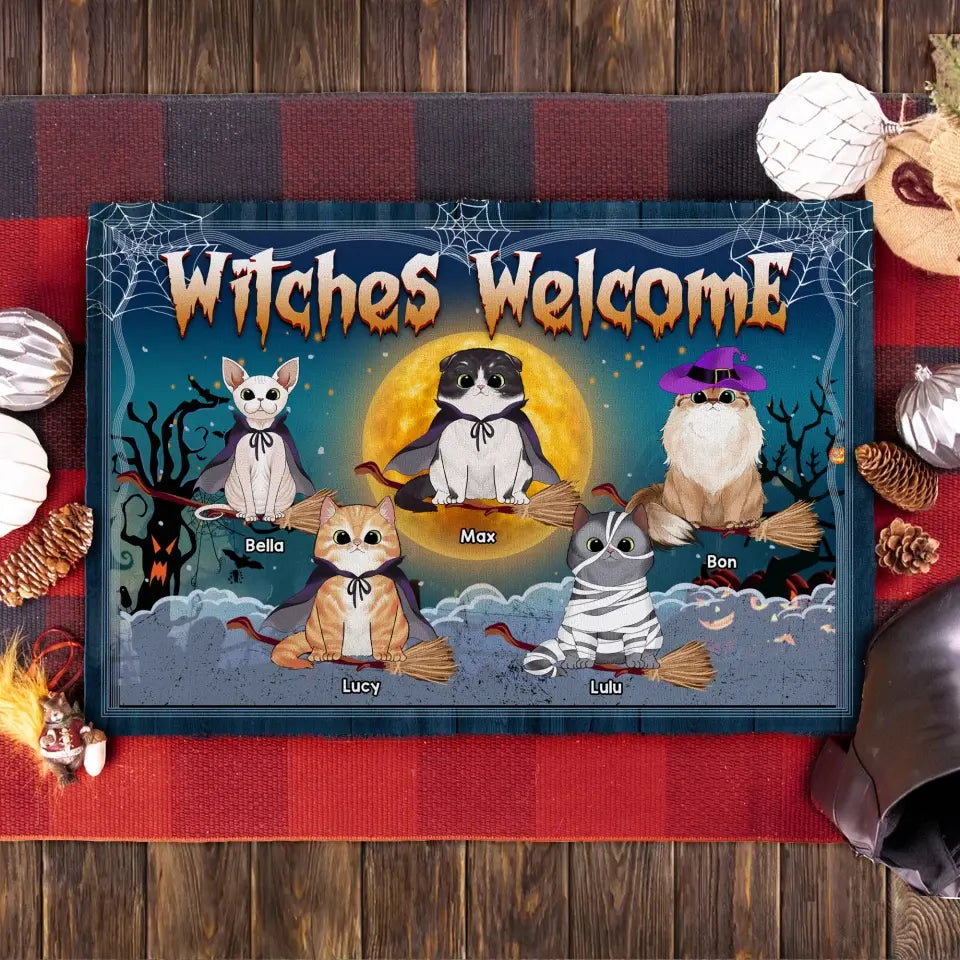 Witches Welcome - Personalized Doormat, Gift for Cat Lovers