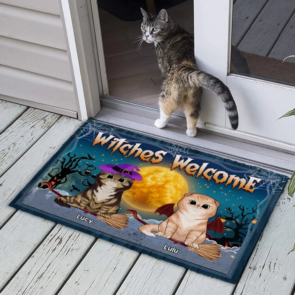 Witches Welcome - Personalized Doormat, Gift for Cat Lovers