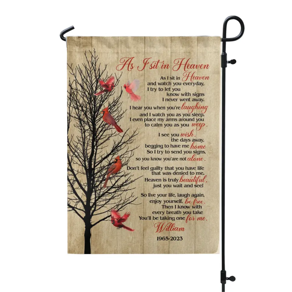 As I Sit In Heaven - Personalized Garden Flag, Memorial Garden Flag, Sympathy Gift