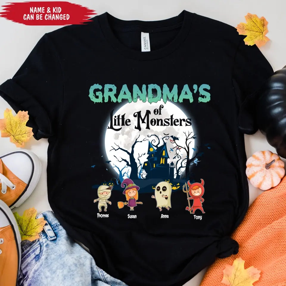 Grandma Of Little Monsters - Personalized T-Shirt, Gift For Halloween