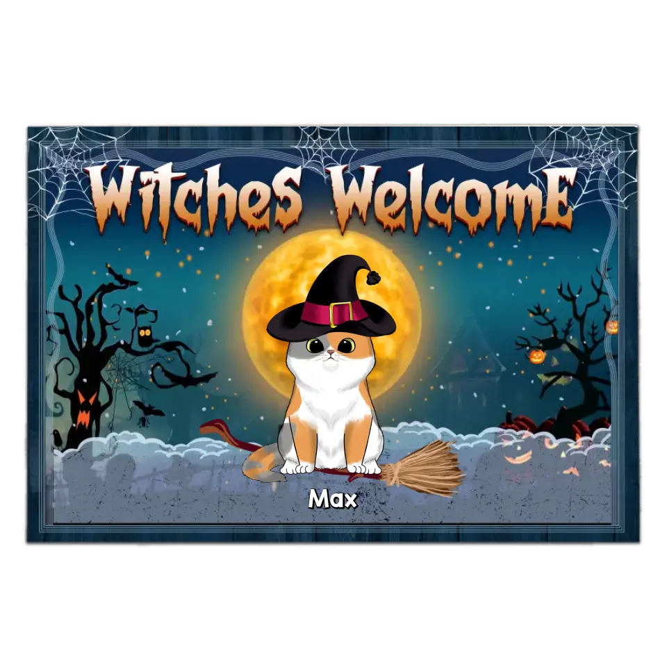 Witches Welcome - Personalized Doormat, Gift for Cat Lovers