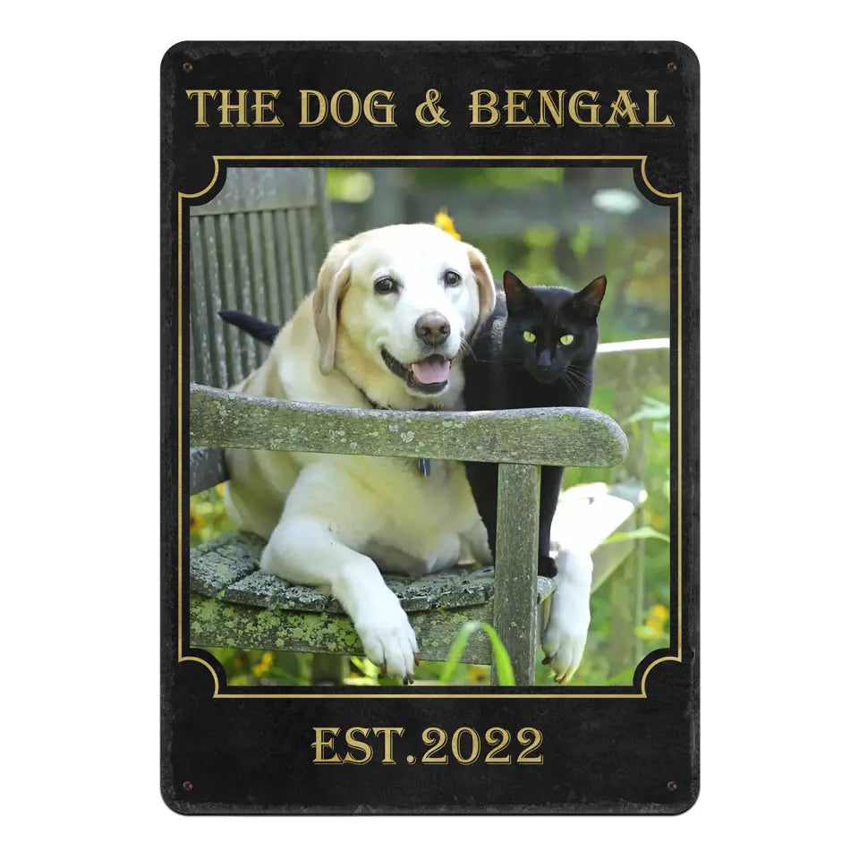 The Dog &amp; Bengal - Personalized Metal Sign, Gift For Pet Lover