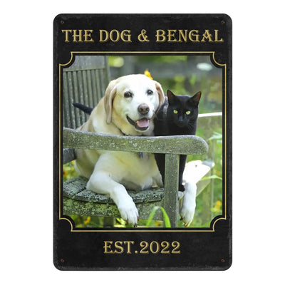 The Dog & Bengal - Personalized Metal Sign, Gift For Pet Lover
