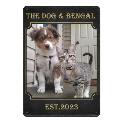 The Dog & Bengal - Personalized Metal Sign, Gift For Pet Lover