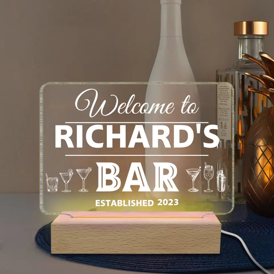 Welcome To Our Bar - Personalized Acrylic Lamp