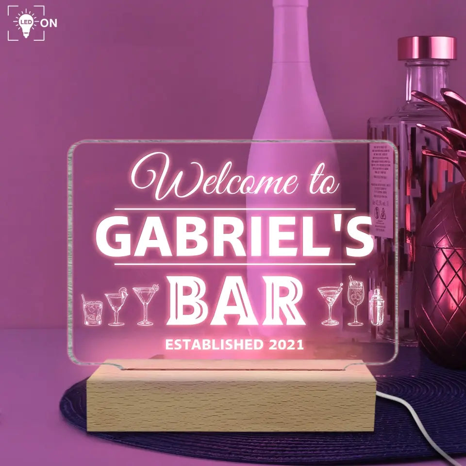 Welcome To Our Bar - Personalized Acrylic Lamp