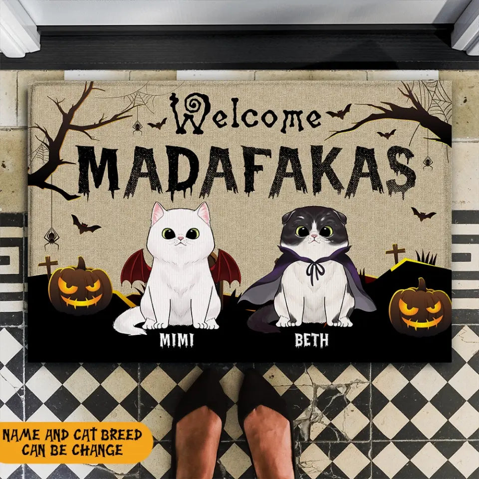 Welcome Madafakas - Personalized Doormat, Gift For Halloween