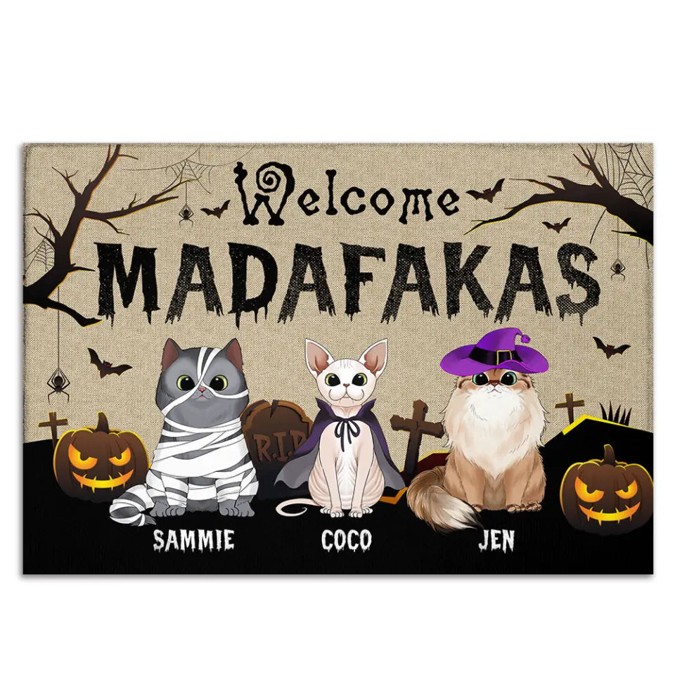 Welcome Madafakas - Personalized Doormat, Gift For Halloween