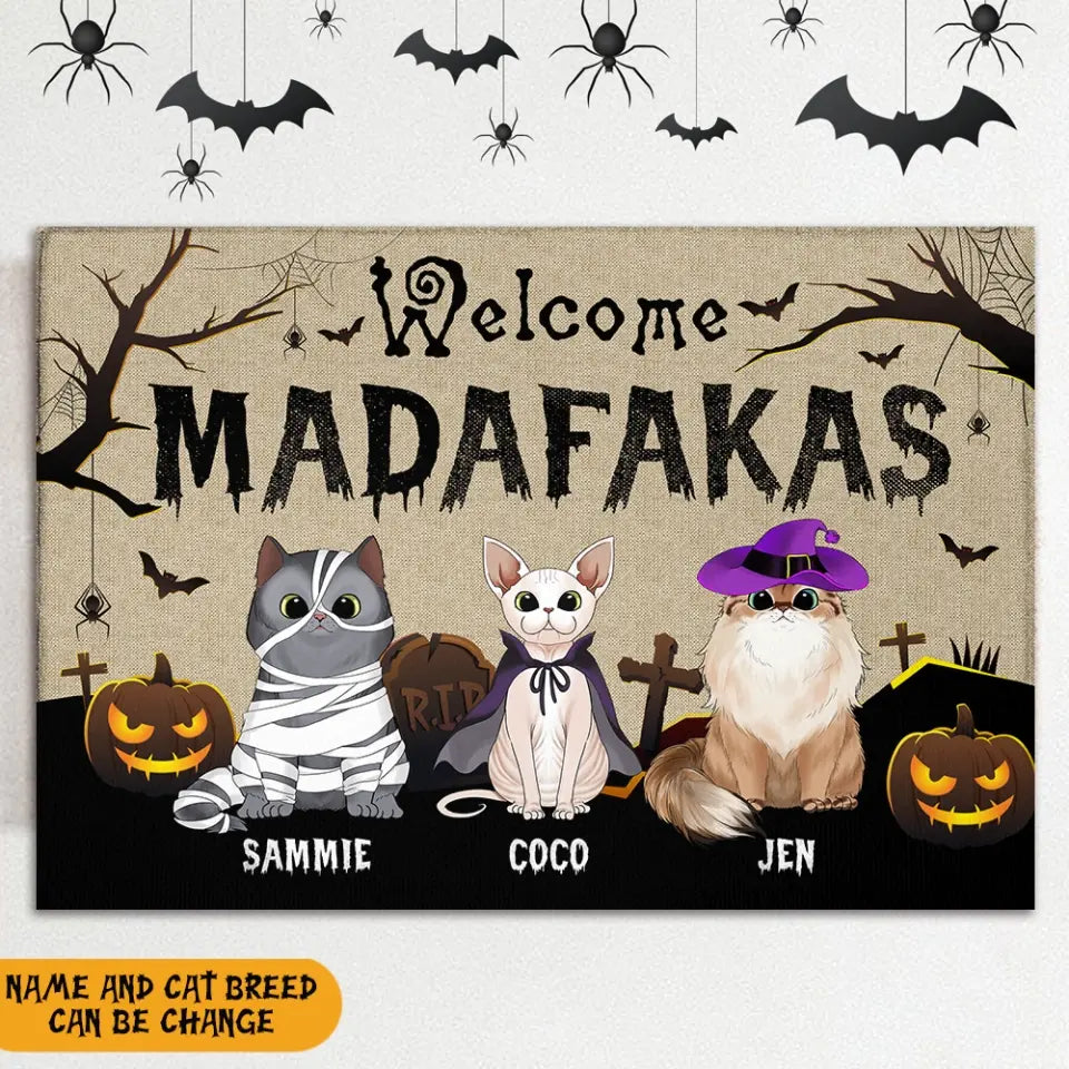 Welcome Madafakas - Personalized Doormat, Gift For Halloween