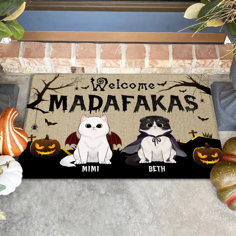 Welcome Madafakas - Personalized Doormat, Gift For Halloween