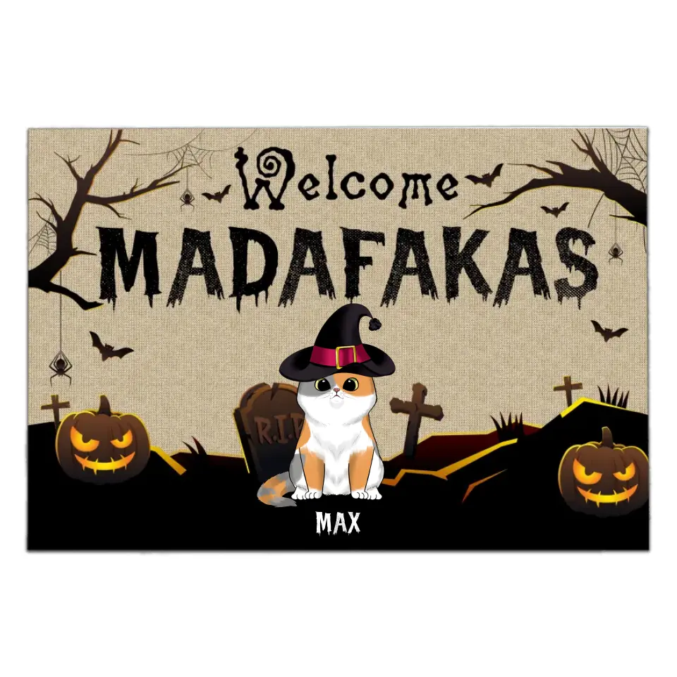 Welcome Madafakas - Personalized Doormat, Gift For Halloween