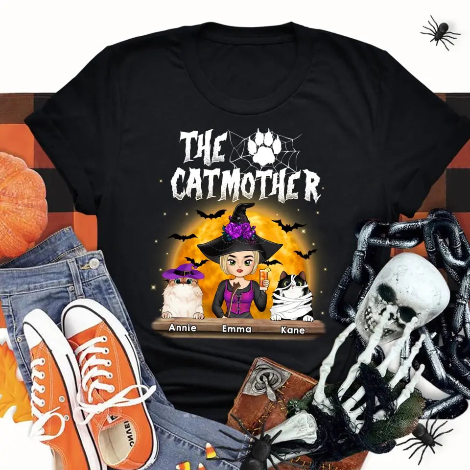 The CatMother - Personalized T-Shirt, Halloween Gift For Cat Lovers