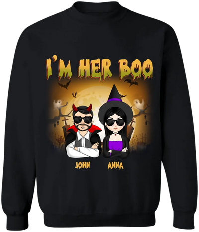 I'm Her Boo I'm His Witch - Personalized Halloween T-Shirt, Halloween Gift For Couple