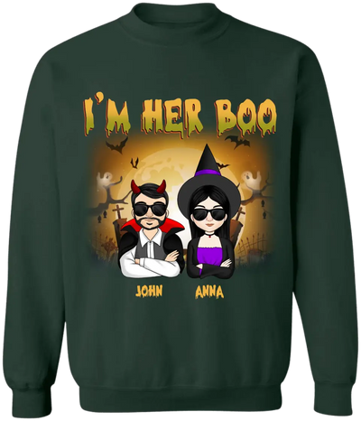 I'm Her Boo I'm His Witch - Personalized Halloween T-Shirt, Halloween Gift For Couple