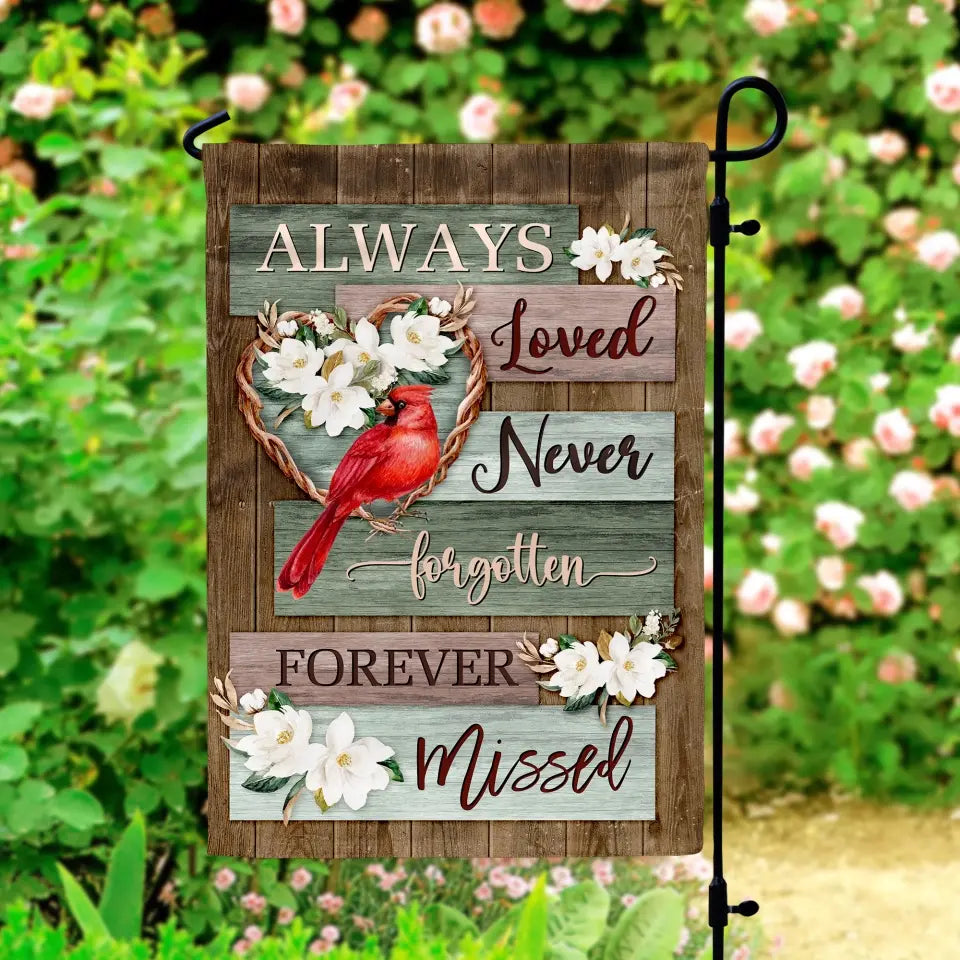 Gedenkgartenflagge 'Always Loved' – Doppelseitig, 71,1 X 101,6 Cm, Aus Wetterfestem Polyester Mit Blumenmuster