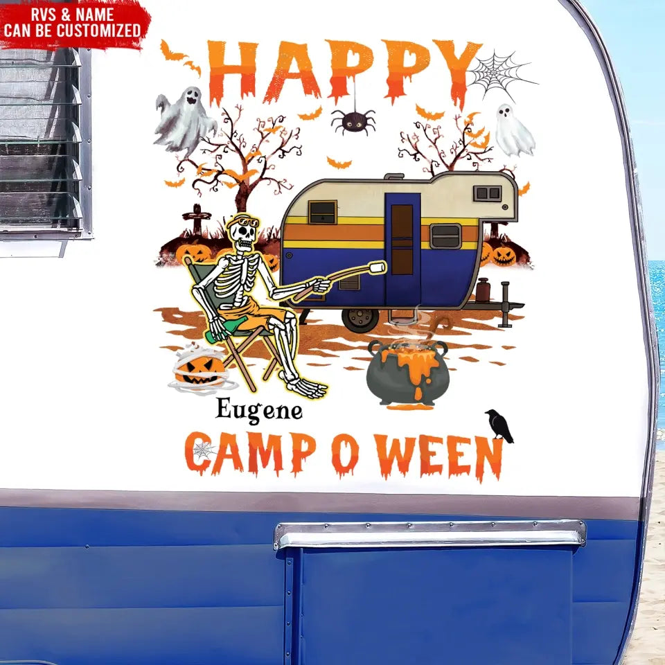 Happy Camp O Ween - Personalized Decal, Halloween Decal For Camping Lovers