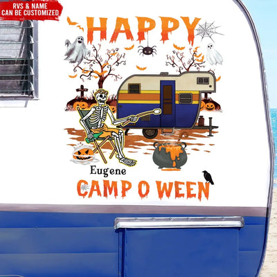 Happy Camp O Ween - Personalized Decal, Halloween Decal For Camping Lovers