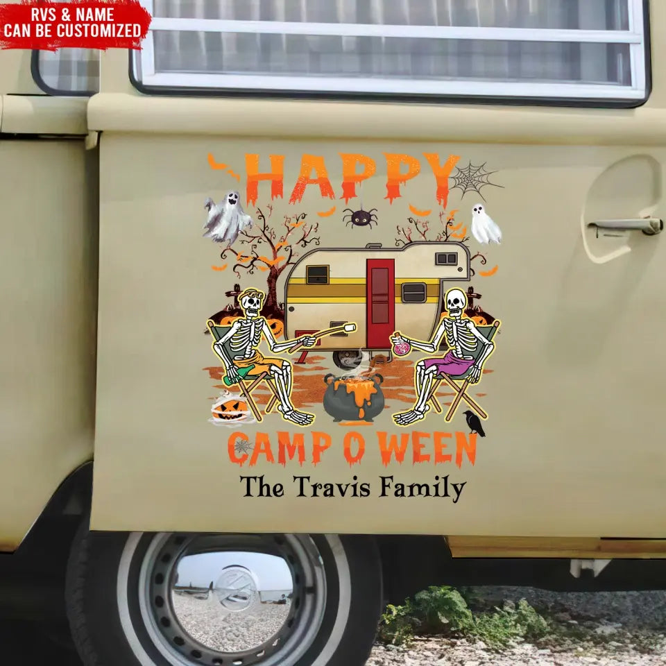 Happy Camp O Ween - Personalized Decal, Halloween Decal For Camping Lovers