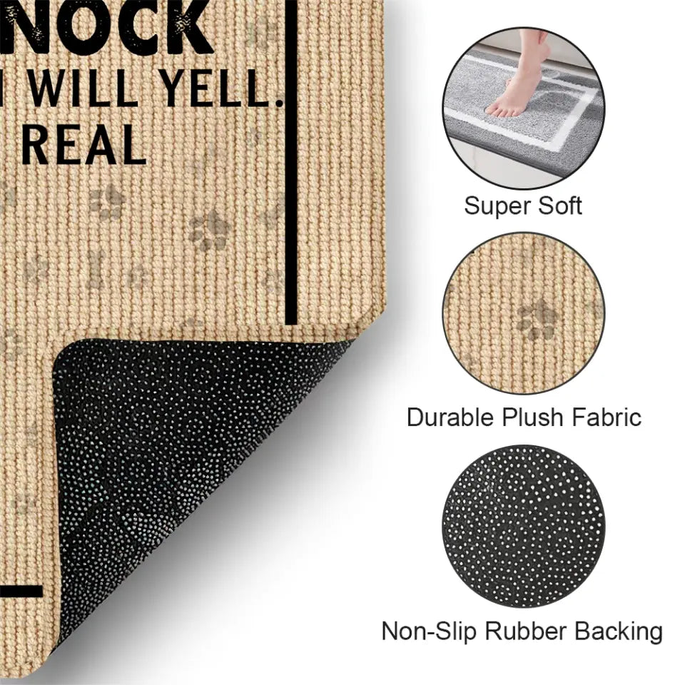 Crazy Dogs Live Here Do Not Knock They Will Bark, I Will Yell, It Will Get Real - Personalized Doormat