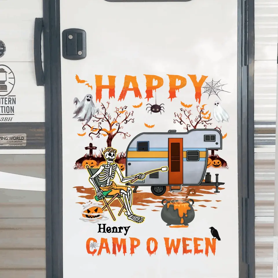 Happy Camp O Ween - Personalized Decal, Halloween Decal For Camping Lovers