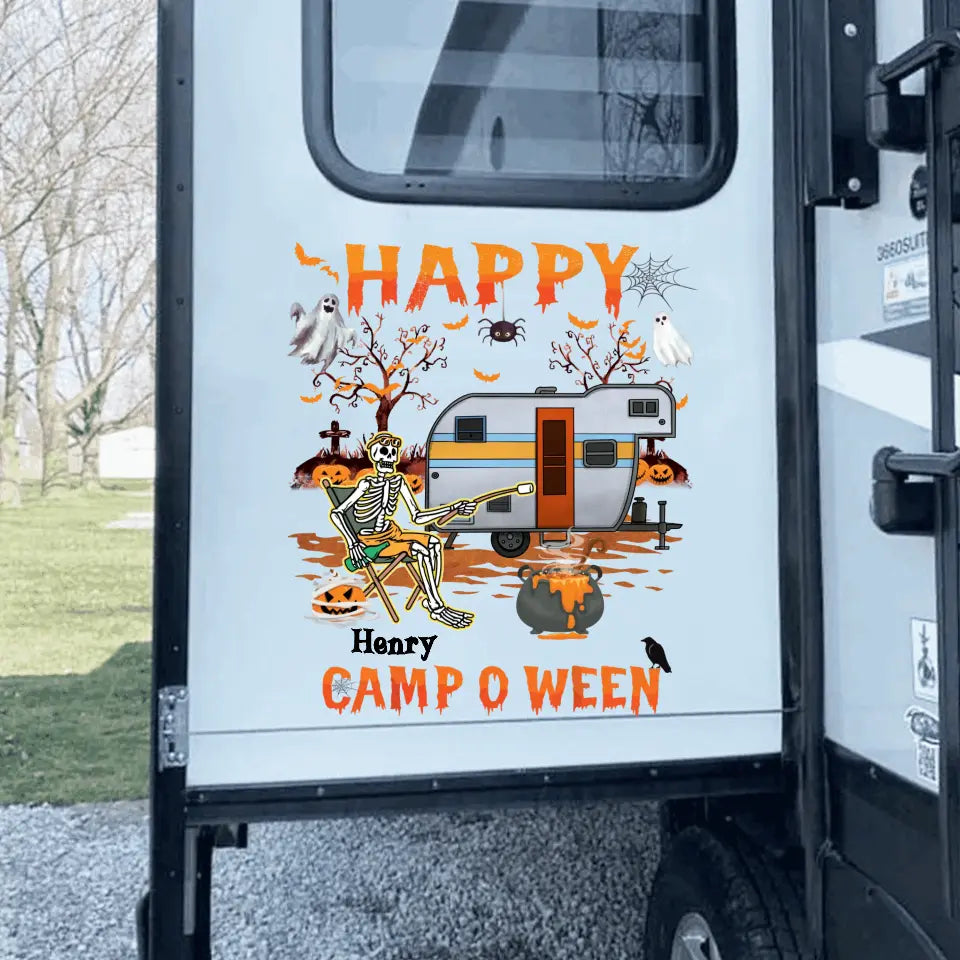 Happy Camp O Ween - Personalized Decal, Halloween Decal For Camping Lovers