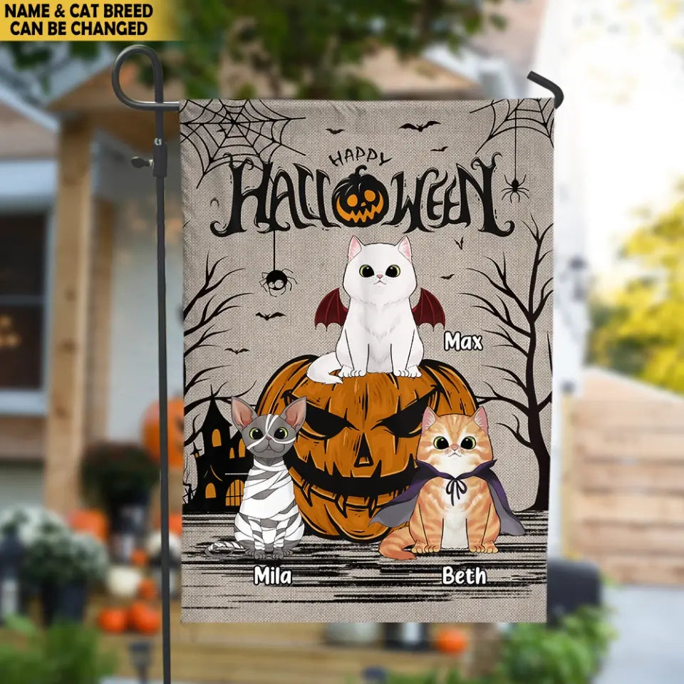 Happy Halloween - Personalized Garden Flag, Gift For Halloween