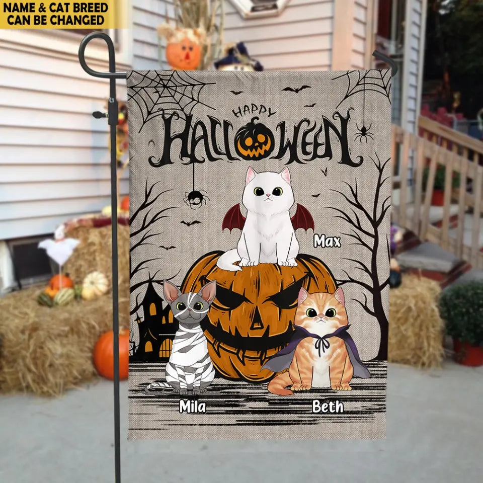 Happy Halloween - Personalized Garden Flag, Gift For Halloween