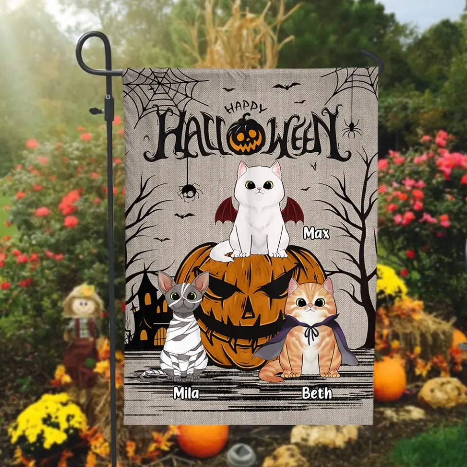 Happy Halloween - Personalized Garden Flag, Gift For Halloween
