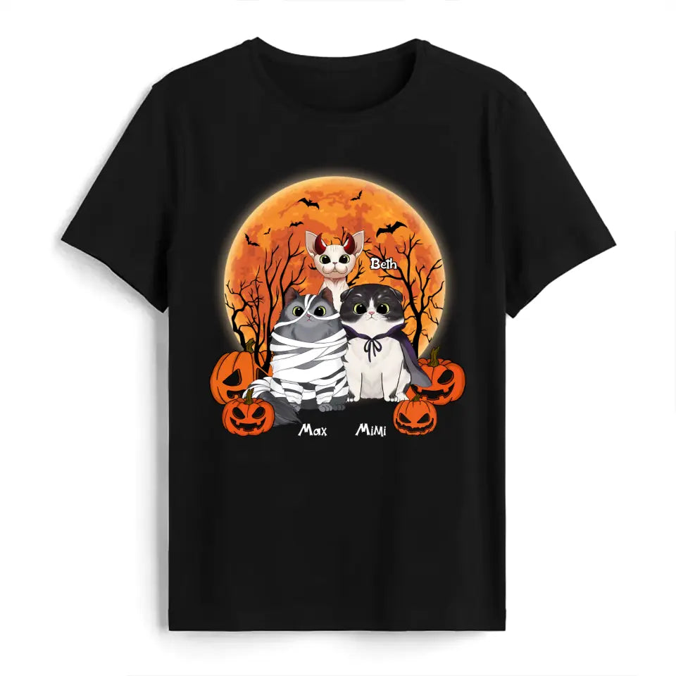 Black Cat Halloween - Personalized T-Shirt, Halloween Gift For Cat Lovers