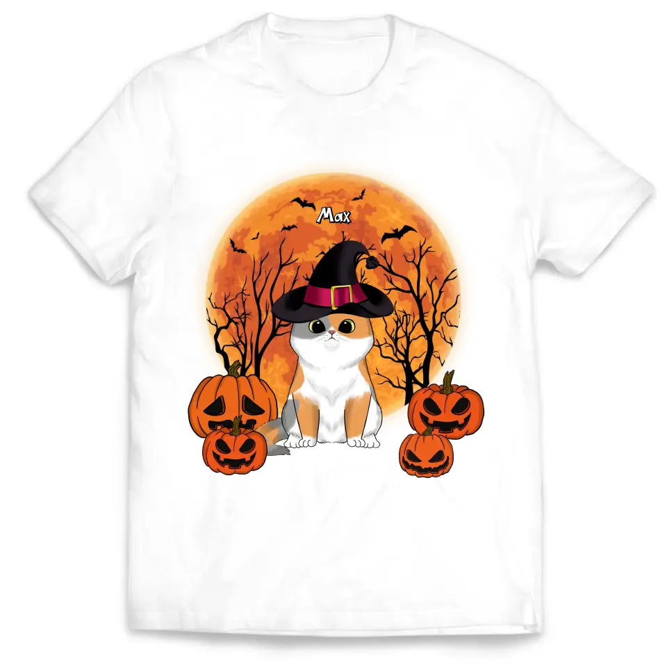 Black Cat Halloween - Personalized T-Shirt, Halloween Gift For Cat Lovers