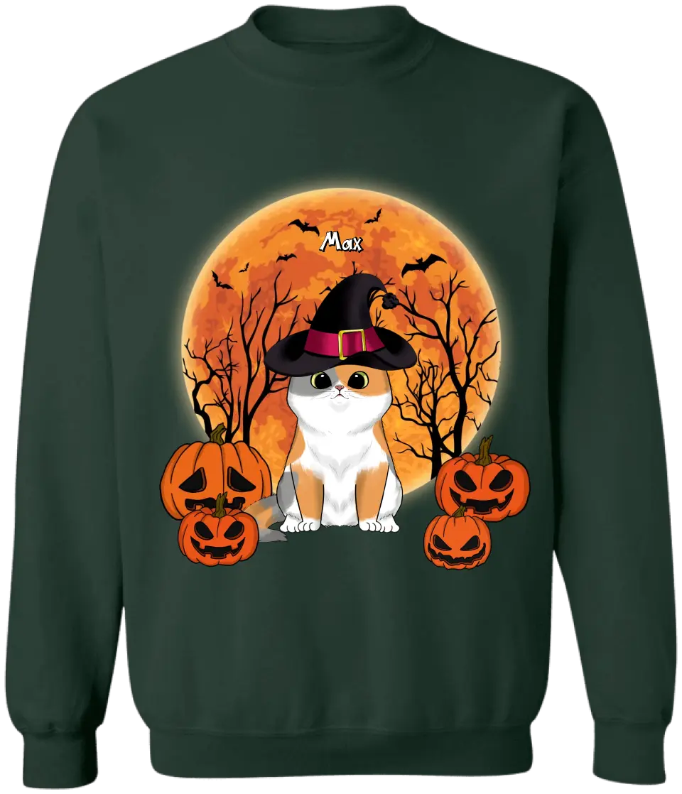 Black Cat Halloween - Personalized T-Shirt, Halloween Gift For Cat Lovers