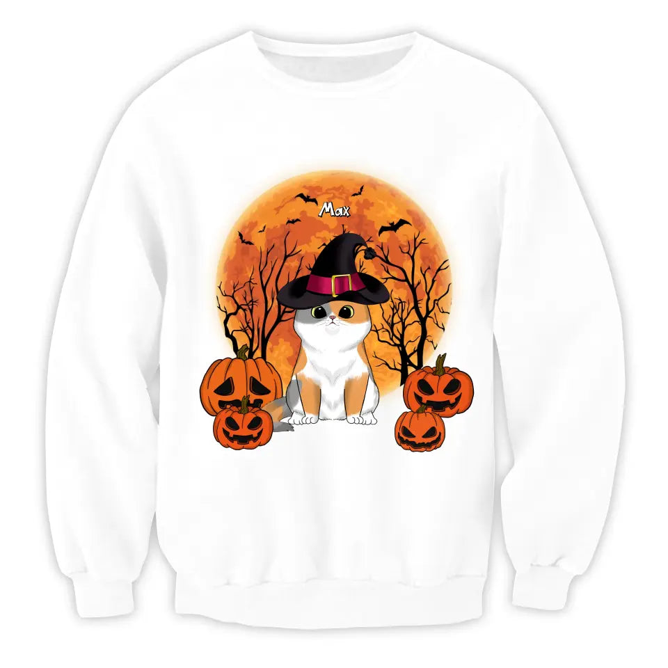 Black Cat Halloween - Personalized T-Shirt, Halloween Gift For Cat Lovers
